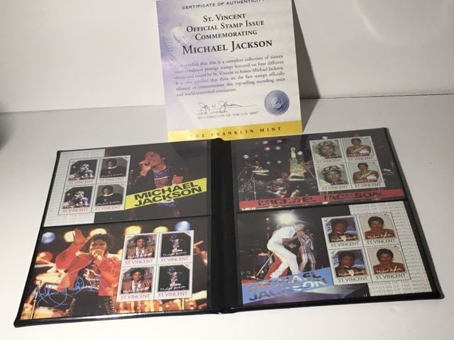 Michael Jackson St. Vincent Stamp Set Franklin Mint COA