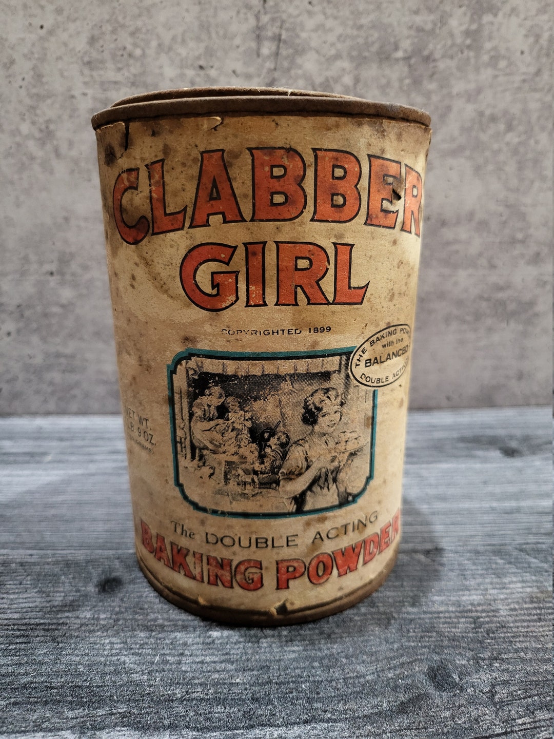 Vintage Clabber Girl Baking Powder Tin 1 Lb 9 Oz Etsy