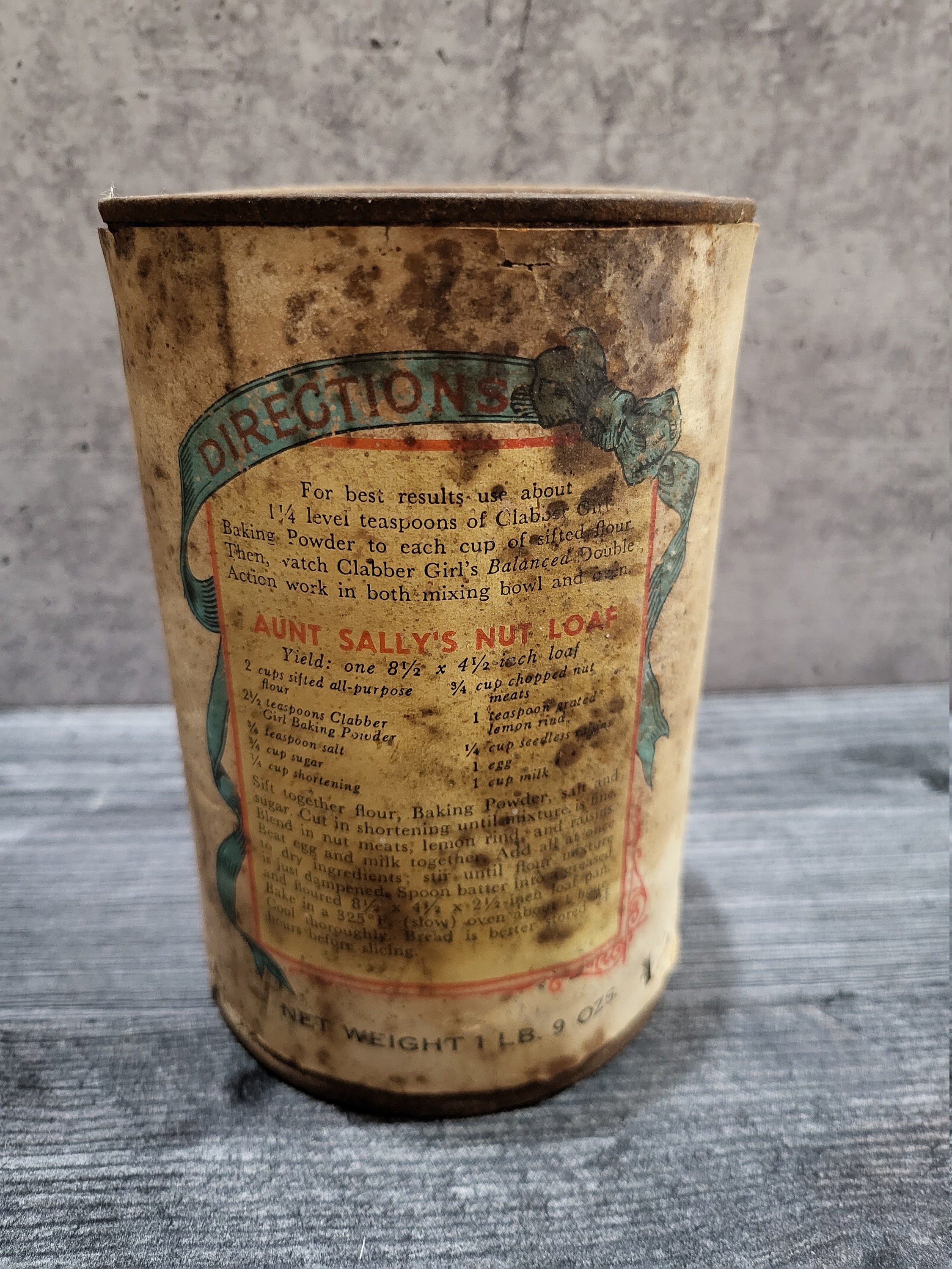 Vintage Clabber Girl Baking Powder Tin 1 Lb 9 Oz Etsy