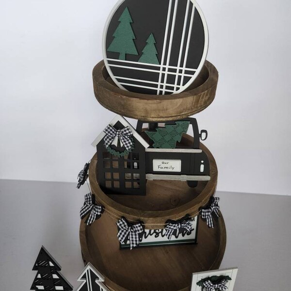 Black and White Christmas Tier Tray – Etsy