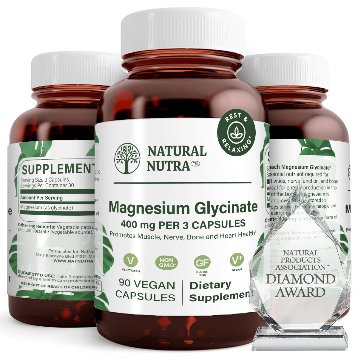 Naturalnutra Magnesium Glycinate 400 Mg,pure,calm&rejuvenating Effects