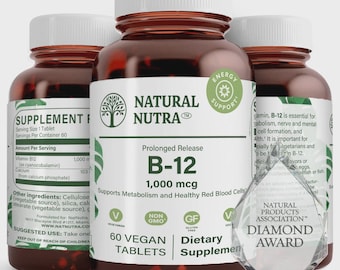 Comprimidos veganos de suplemento dietético de vitamina B12 de liberación prolongada
