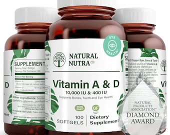 Vitamin A and D Softgels from Cod Liver Oil, Bones Teeth & Eye Health Dietary Supplements, Immunity Eyesight Vitamins A  D Supplements