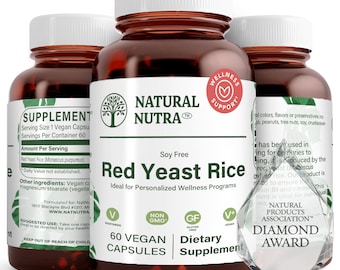 Extracto de arroz de levadura roja Natural Nutra con Monacolina K, apoyo para el colesterol y la salud cardiovascular, alivio del estrés, citrinina y sin gluten 600 mg