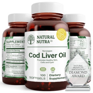 Natural Nutra Norwegian Cod Liver Oil Supplement, Helps to Maintain Skin and eyes health, Bone Density, Promotes Cardiovascular Health