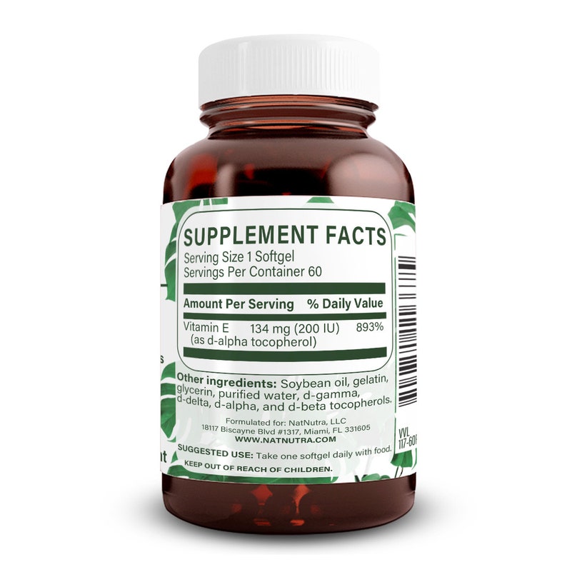 Vitamin E 200IU Plus Mix Tocopherol Supplement, Heart Skin Hair and