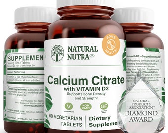 Citrato de calcio con vitamina D3: Tabletas vegetarianas para la salud ósea