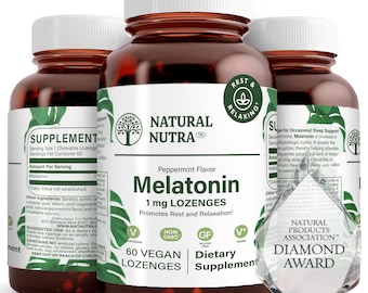 Pastillas de melatonina de 1 mg: Suplemento dietético vegano con sabor a menta.