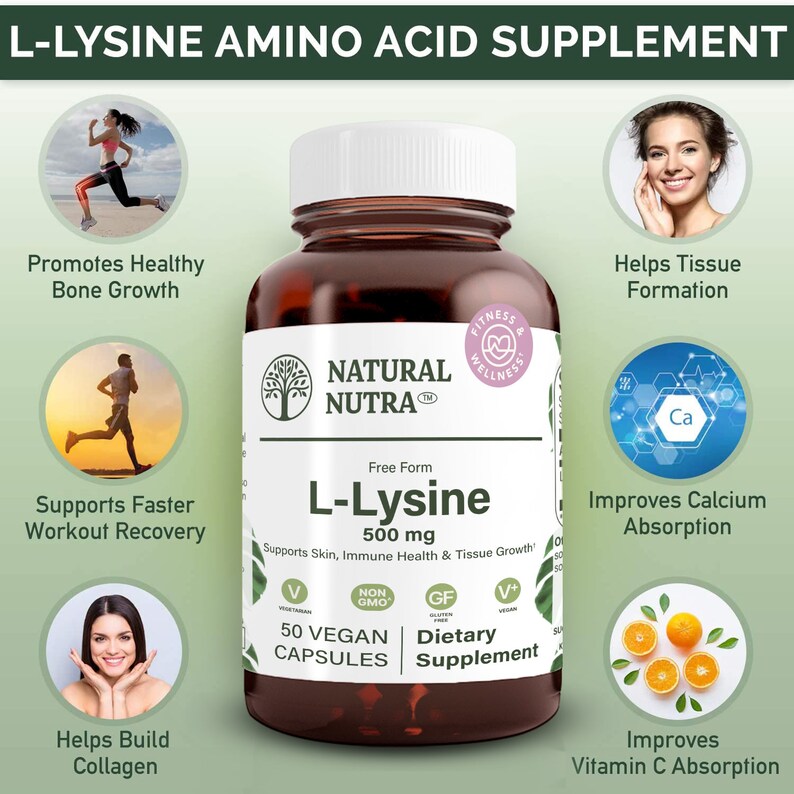 Natural Nutra L Lysine Hcl, Promotes Bone Health, Improve Calcium
