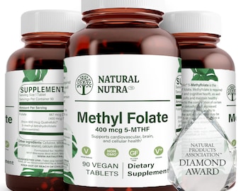 Methyl Folate Supplement, Methylfolate Benefits for Cardiovascular Brain and Cellular Health, Vegan Dietary Supplements Cognitive Health
