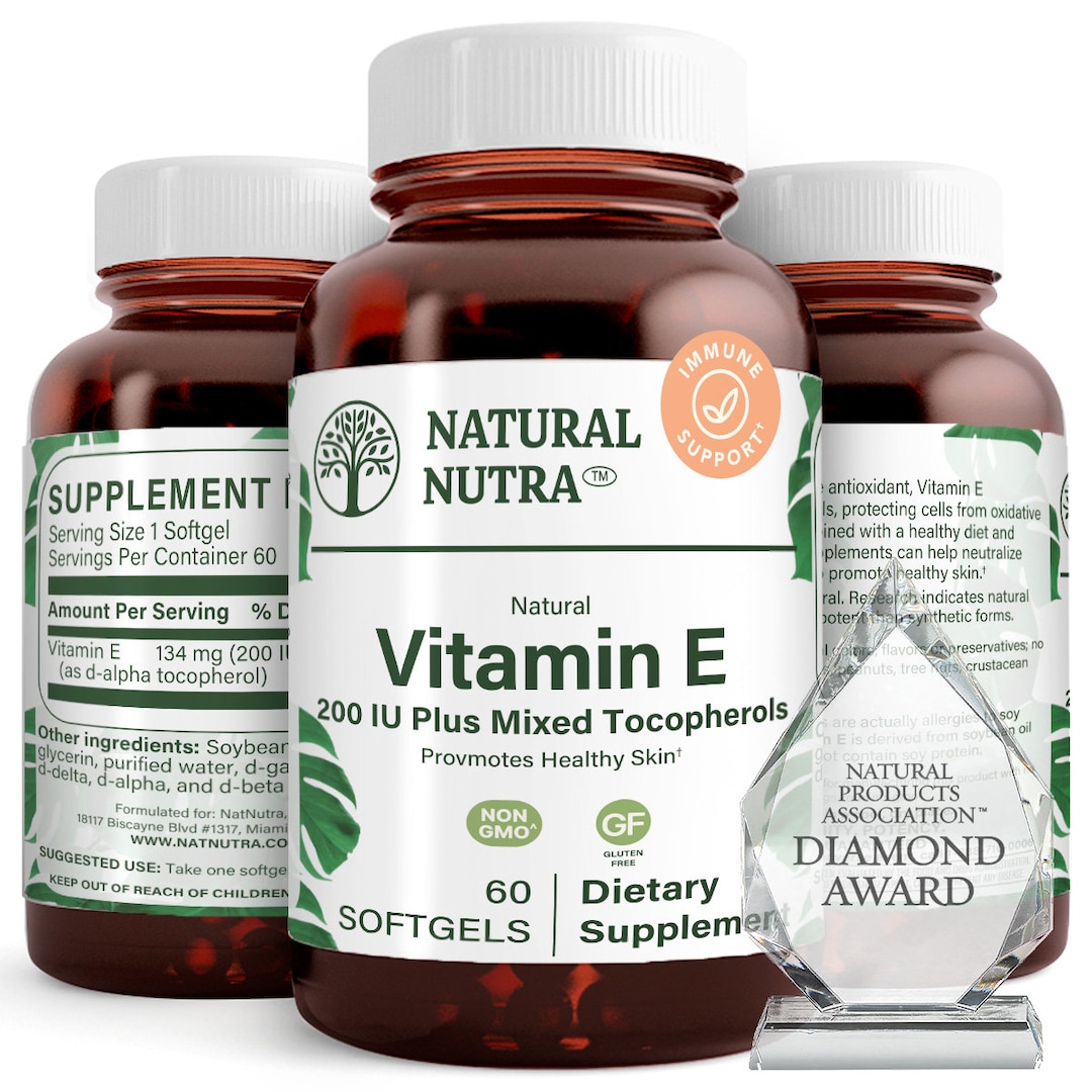 Vitamin E 200IU Plus Mix Tocopherol Supplement, Heart Skin Hair and
