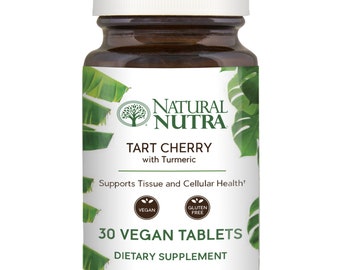 Extracto de cereza ácida NaturalNutra con cúrcuma y curcumina, para la salud articular y celular, vegano.