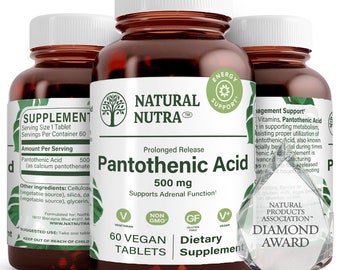 Comprimidos de vitamina B5 con ácido pantoténico: suplemento dietético vegano