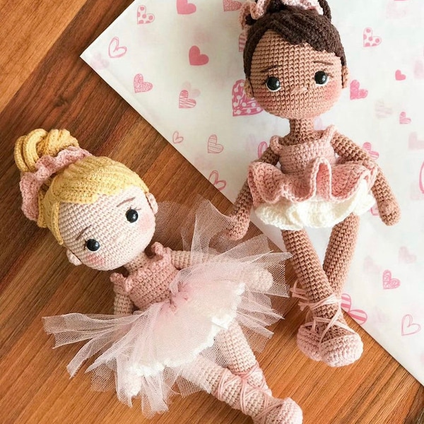 Poupée ballerine Amigurumi, poupée ballerine, jouet pour fille, poupée à cheveux