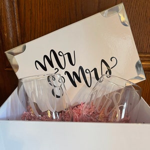 Wedding Stemless Wine Glasses Set