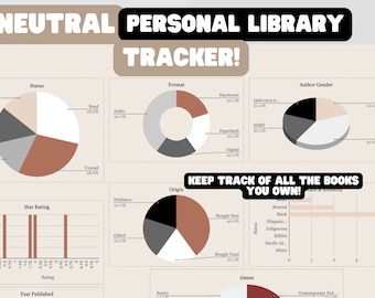 books and journals DIGITAL DOWNLOAD - My Personal Library Google Sheets Book Reading Diversity Tracker/Spreadsheet Template