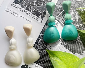Handmade Resin Jewellery gift for her | White and Turquoise Irregular Earrings | Hypoallergenic Earrings | Handmade vintage earrings