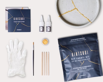 Kit de reparación Kintsugi, kit DIY Kintsugi, kits de manualidades para el hogar, manualidades para adultos, oro y plata, regalo para hacer, regalo para pareja