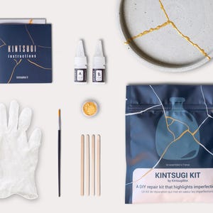Zestaw naprawczy Kintsugi, zestaw Kintsugi DIY, zestawy do majsterkowania, rękodzieło dla dorosłych, złoto i srebro, prezent do zrobienia, prezent dla pary