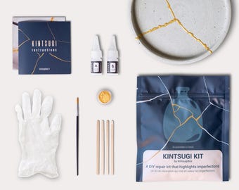 Kintsugi Repair Kit, DIY Kintsugi Kit, Gift To Make, Home Craft Kits, Adult Craft, Gold and Silver, Box DIY