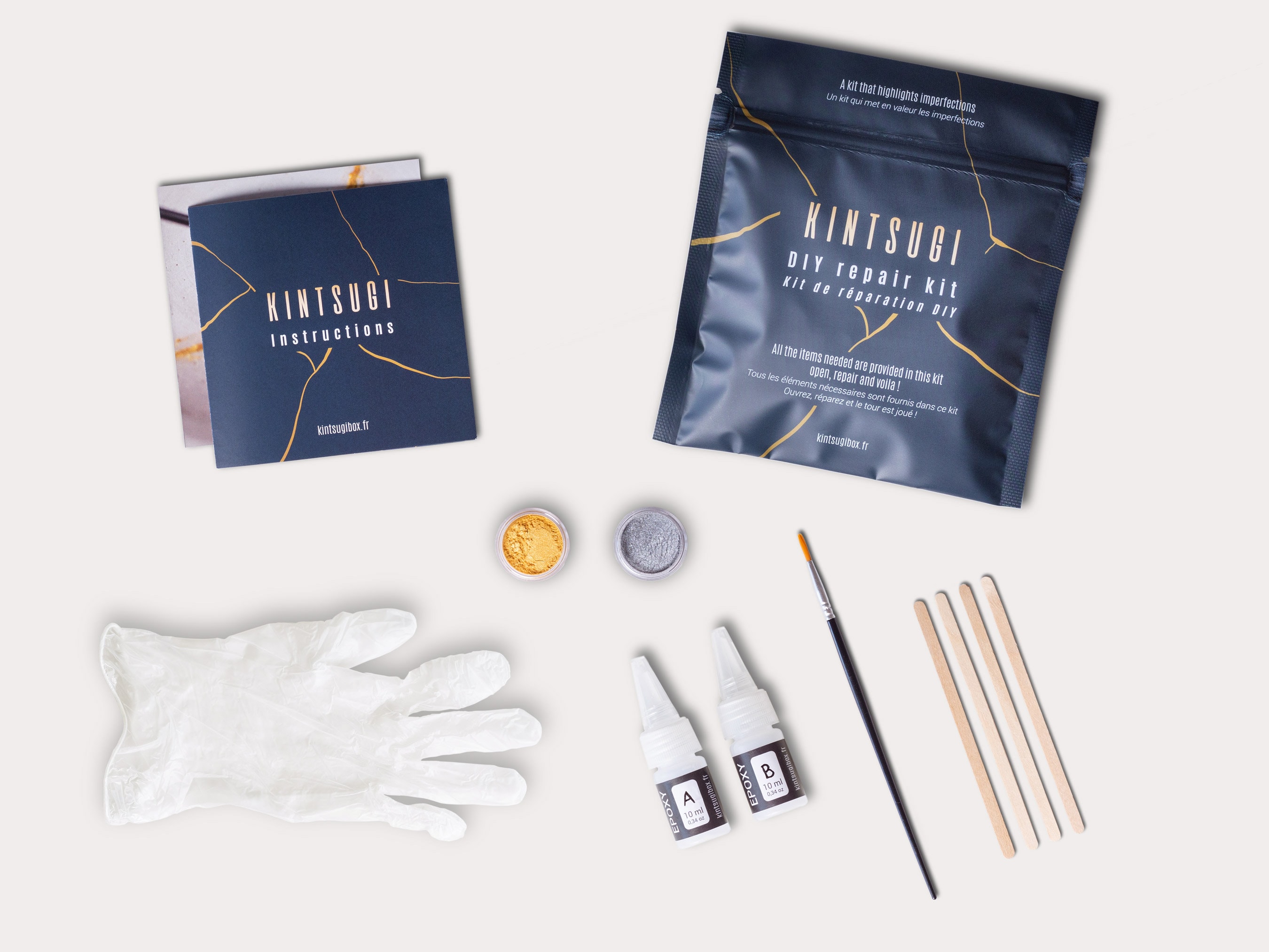 Kintsugi Bio Repair Kit Gold & Silver Food Contact Safe Dishwasher Proof 
