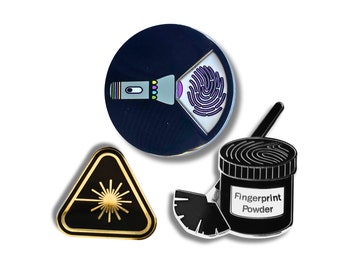 Fingerprint Enamel Pin Set of 3, Forensic Science, Crime Scene, Detective, Evidence, gift set