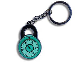Spinning Dial Padlock Keyring: Escape Room Gift, Hard Enamel Keyring