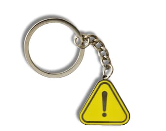 Caution Hazard Symbol Hard Enamel Keyring, Science, Chemistry, Biology, Forensic, lab