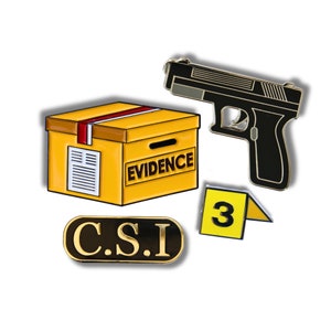 Crime Scene Enamel Pin Set 3, Forensic Science, Crime Scene, Detective, Evidence, gift set