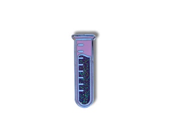 Glitter Test Tube Hard Enamel Pin, Science, Chemistry, Biology, Forensic, lab, doctor