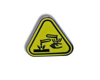Corrosive Hazard Symbol Hard Enamel Pin, Science, Chemistry, Biology, Forensic, lab