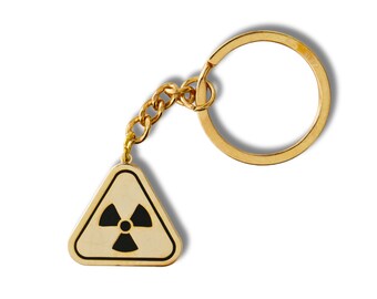 Radiation Hazard Symbol Hard Enamel Keyring, Science, Chemistry, Biology, Forensic, lab