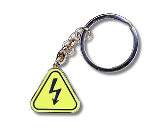 High Voltage Hazard Symbol Hard Enamel Keyring, Science, Chemistry, Biology, Forensic, lab