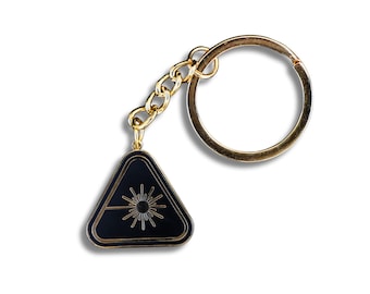 Laser Hazard Symbol Hard Enamel Keyring, Science, Chemistry, Biology, Forensic, lab