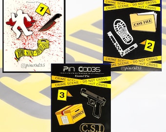 Crime Scene Enamel Pin Set: Detective, Forensic Science Gift