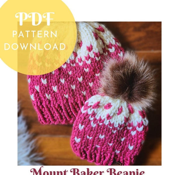 Knitting Pattern - Super bulky toque | Christmas gift | Mount Baker Beanie | winter hat | newborn baby toddler child adult sizes
