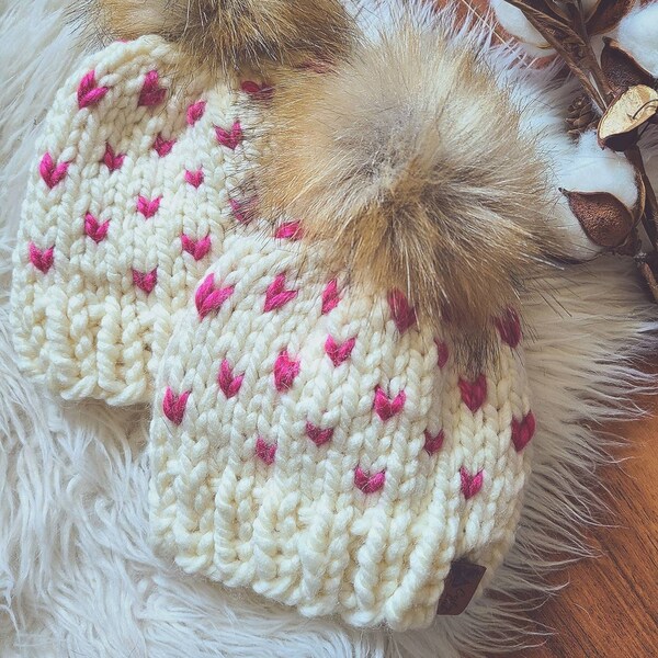 Heart Knit Hat Etsy