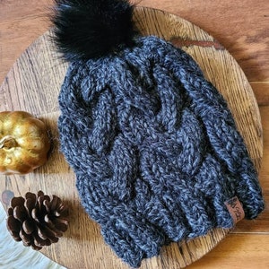 Toque mit Zopfmuster stricken | Chunky Beanie Weihnachtsgeschenk | Wintermütze für Baby, Kleinkind, Kind, Erwachsener | Handgestrickt