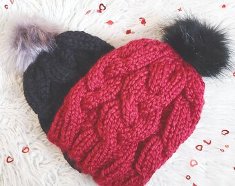 FABRIQUÉ SUR COMMANDE - Toque câblée en tricot | Bonnet de câble monstre | Chapeau d’hiver pour bébé, tout-petit, enfant, adulte | Tricoté à la main