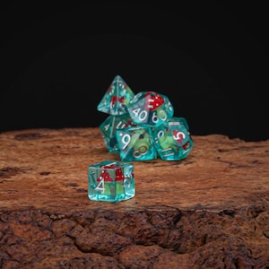 Mushroom Dice, Full 7 Set Dungeons and Dragons, Round Edge Polyhedral Dice, RPG Dice, DnD Dice