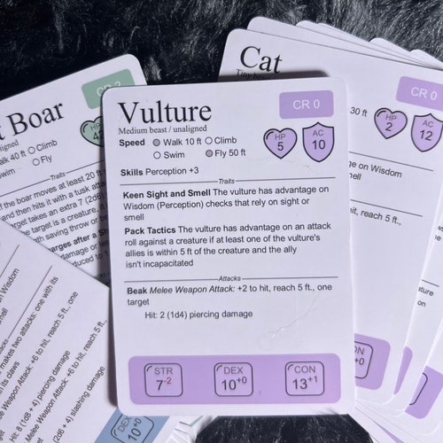 Druid Wild Shapes Cards Dnd 5e PDF All Beasts From Basic Etsy