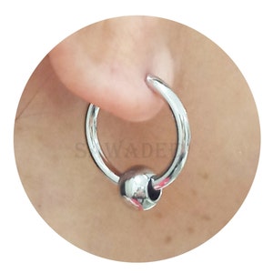 Orecchini a cerchio uomo donna in acciaio cerchietto con sfera colore argento o nero