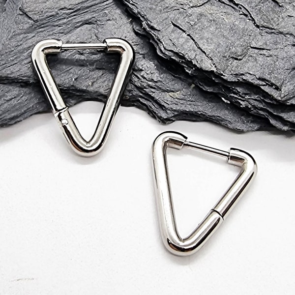 Orecchini da uomo ,orecchini a triangolo orecchini a cerchio in acciaio, orecchini geometrici triangolari orecchini da donna argento
