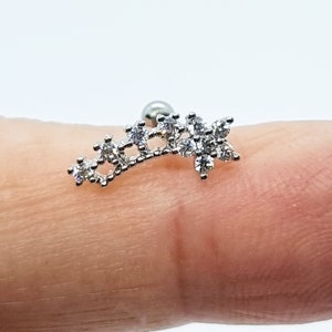 Orecchino piercing stella in acciaio, piercing acciaio inossidabile, stella con zirconi argento oro , adatto a lobo, cartilagine , elice,