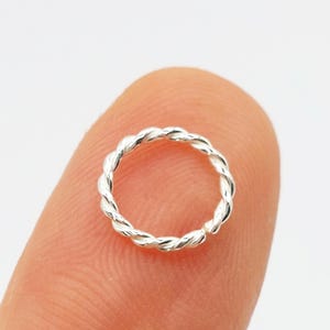Orecchino a cerchio da naso intrecciato in argento 925,piccolo piercing da naso trago cartilagine helix diametro 10 mm