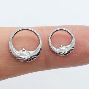 Orecchino piercing a mezza luna in acciaio inossidabile, cerchietto clicker a mezza luna in argento, elix, cartilagine. daith, setto, lobo