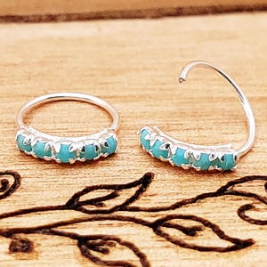 925 Silber Blauer Kristall Nasenring, Minimalistisches elegantes Piercing für Helix Tragus Knorpel, Boho Geschenk