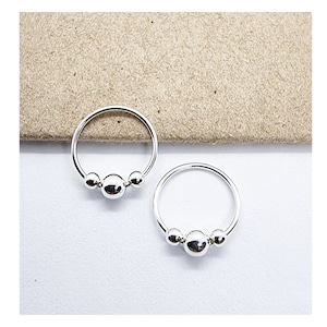 Nasenstecker, 10mm Nasenpiercing Hoop mit Kugeln, 925% Silber Tragus Helix Knorpel Hoop, Hoop mit Kugeln