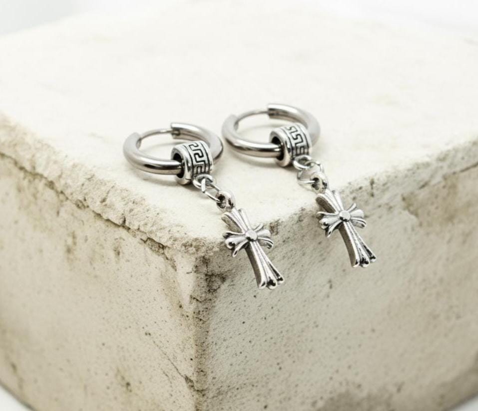 Orecchini A Cerchio Con Croce Ankh Per Donne E Uomini, In Acciaio Inossidabile, Simbolo Egizio Antico, Divinità Di Ankh, Orecchini A Cerchio Con Ciondolo A Forma Di Amuleto, In Acciaio Inossidabile - Foto 11