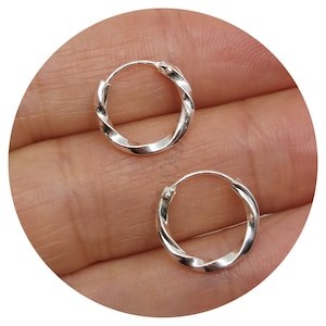 Orecchini a cerchio in argento, coppia di cerchietti uomo donna , diametro 14 mm ,stile boho ,hippie
